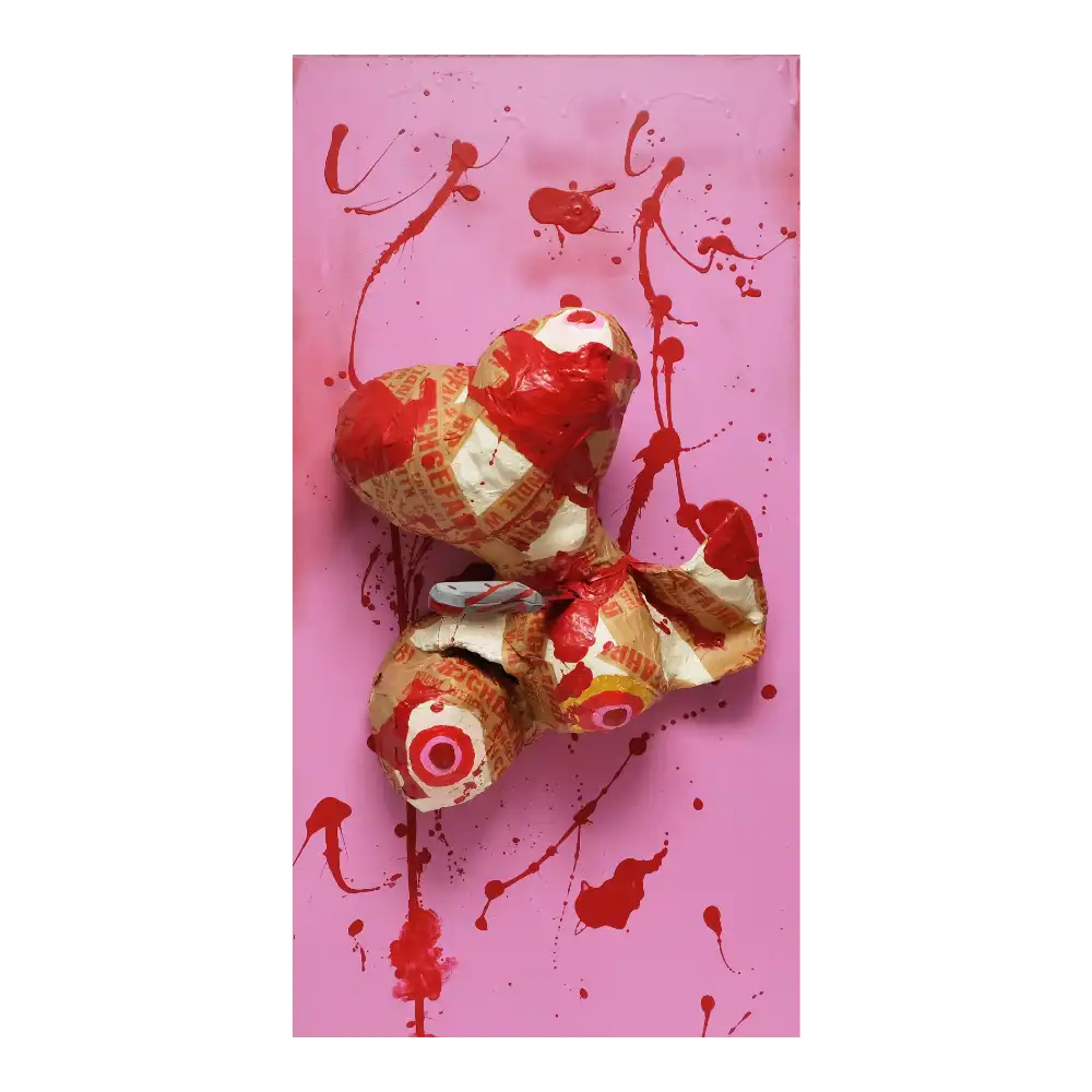 MDF, Pappmaché, Draht, Acryl, Küchenmesser, 40x75cm